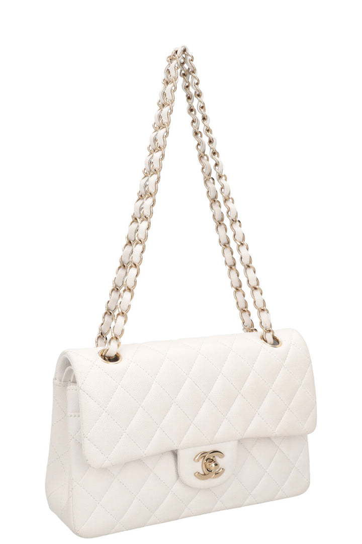 CHANEL Small Double Flap Caviar White