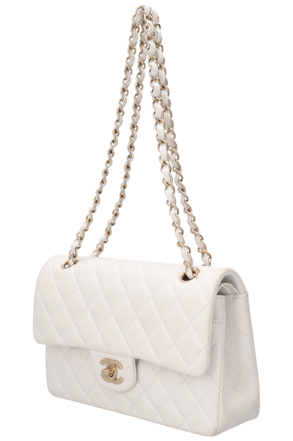 CHANEL Small Double Flap Caviar White