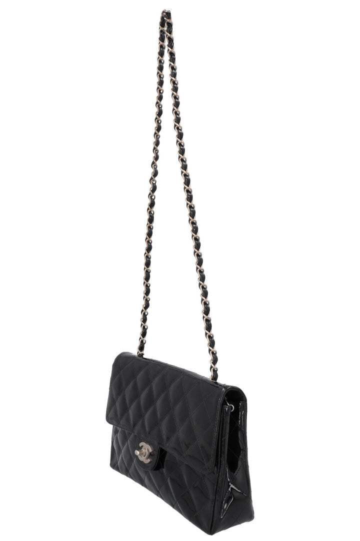 CHANEL Single Flap Bag Patent Black