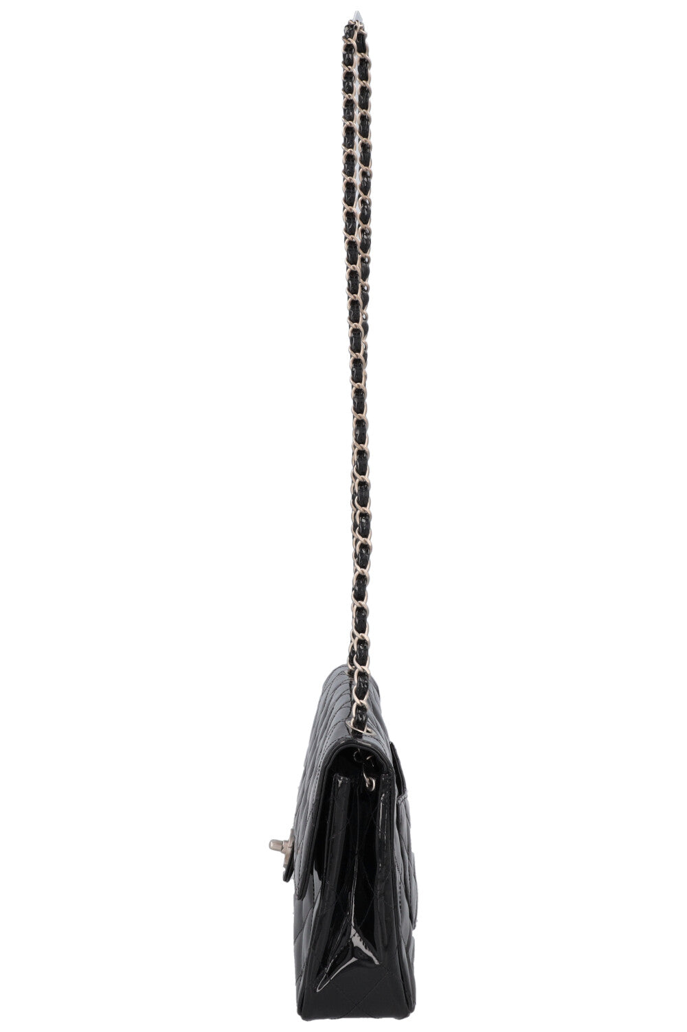 CHANEL Single Flap Bag Patent Black