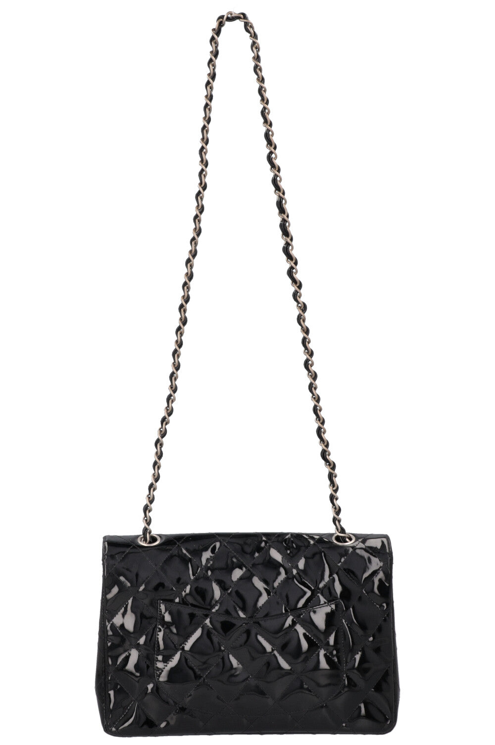 CHANEL Single Flap Bag Patent Black