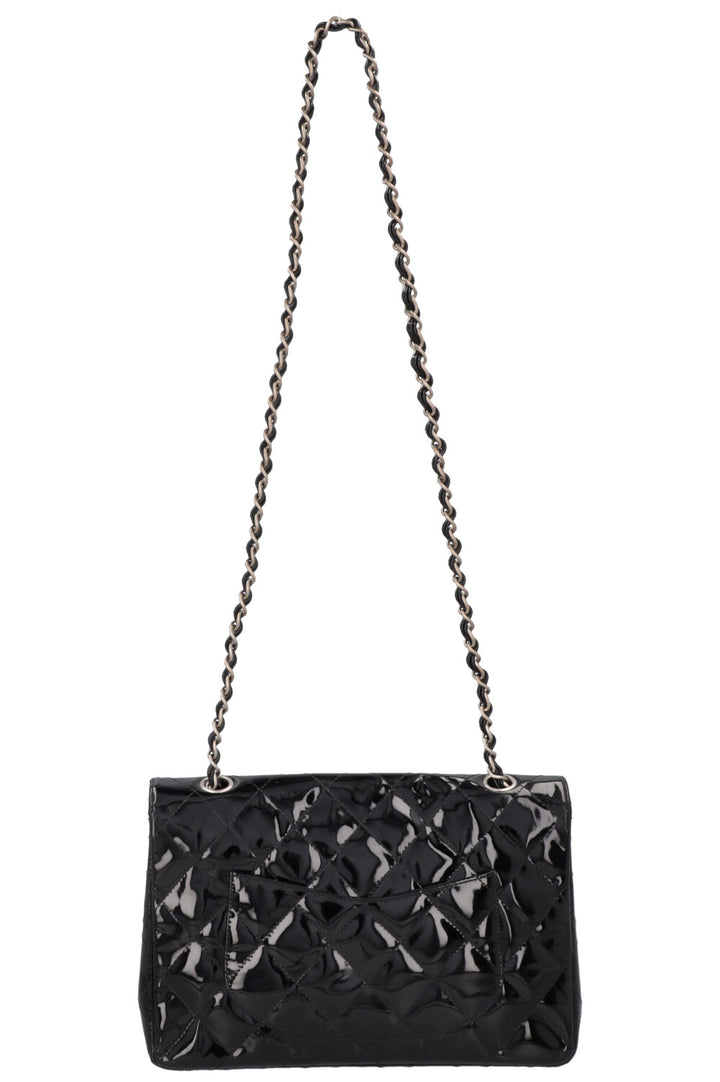 CHANEL Single Flap Bag Patent Black