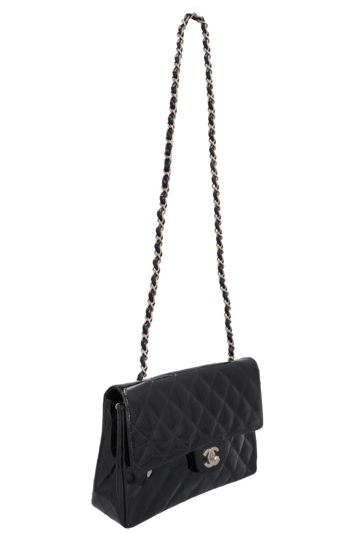 CHANEL Single Flap Bag Patent Black