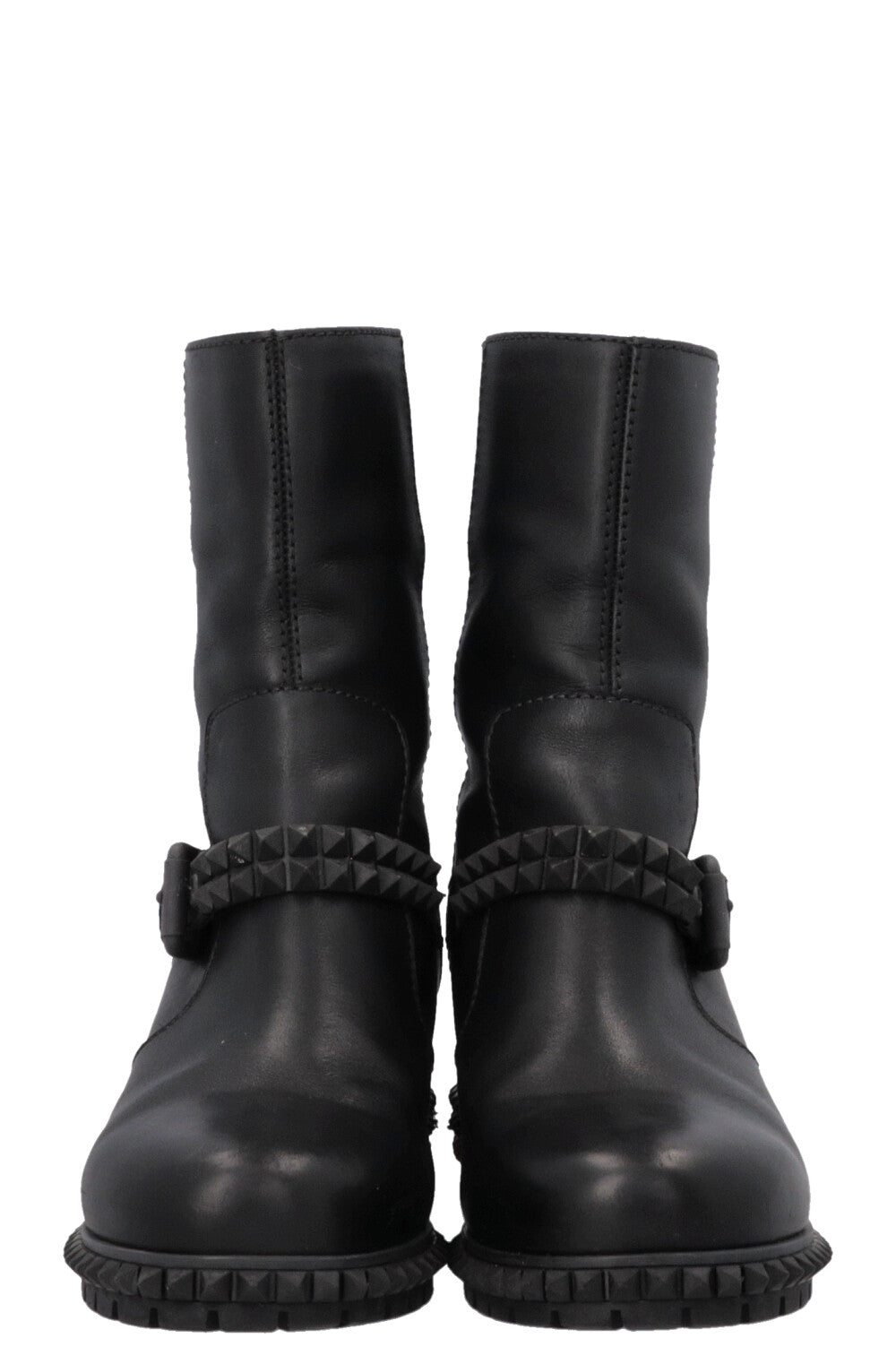 FENDI Hidden Wedge Studded Boots Leather Black