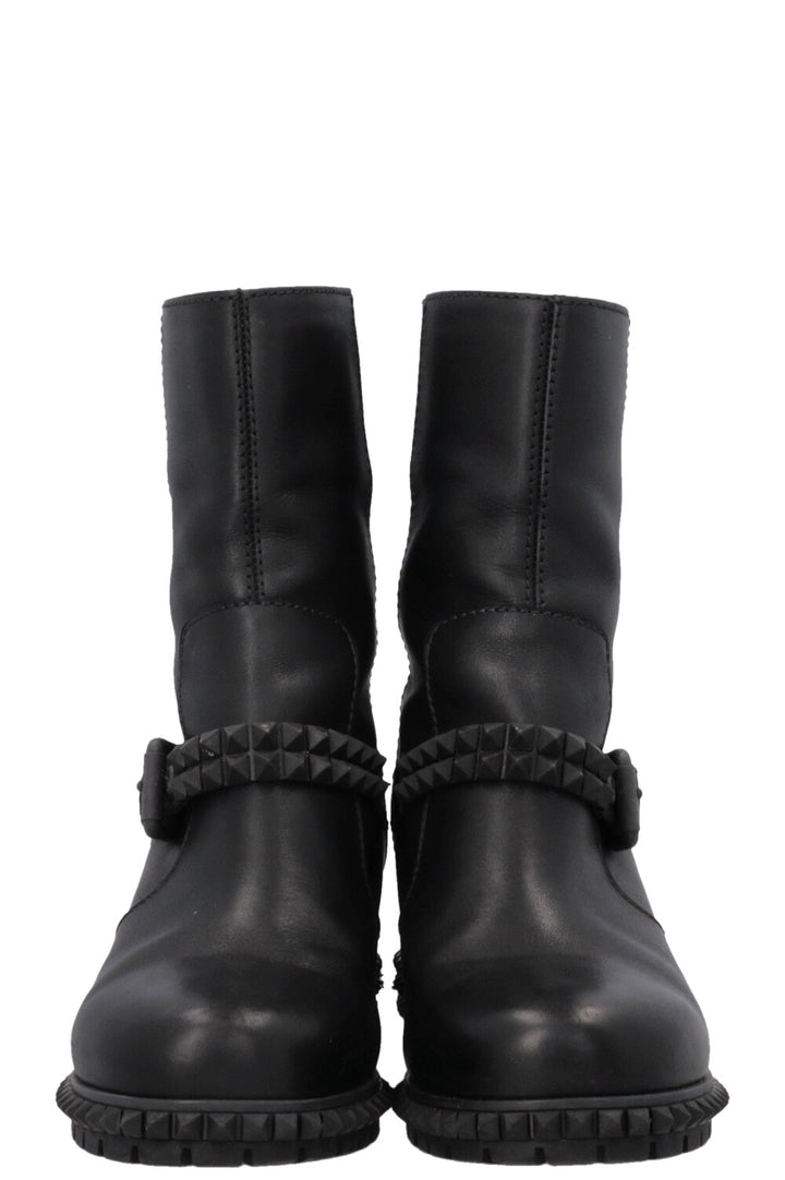 FENDI Hidden Wedge Studded Boots Leather Black