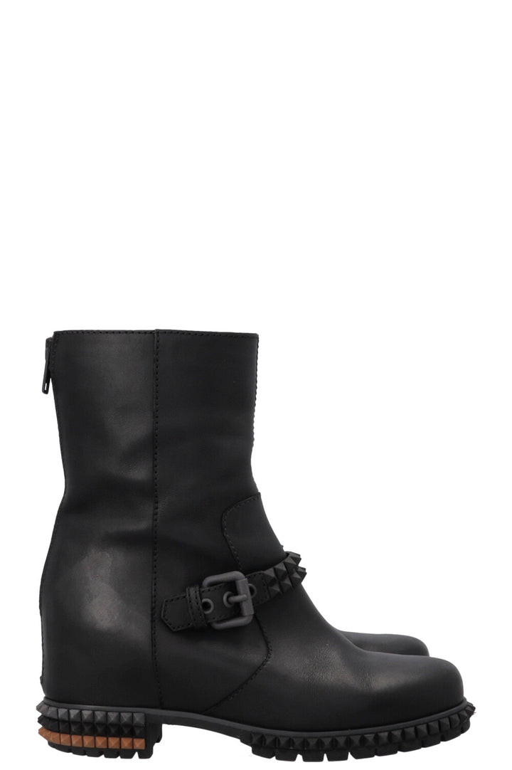 FENDI Hidden Wedge Studded Boots Leather Black