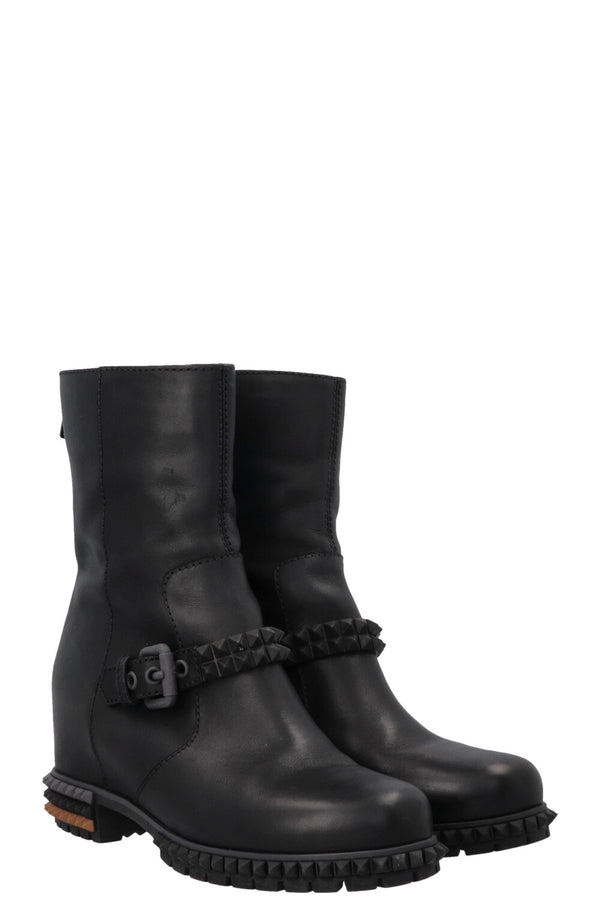 Bottes cloutées à semelle compensée cachée FENDI en cuir noir
