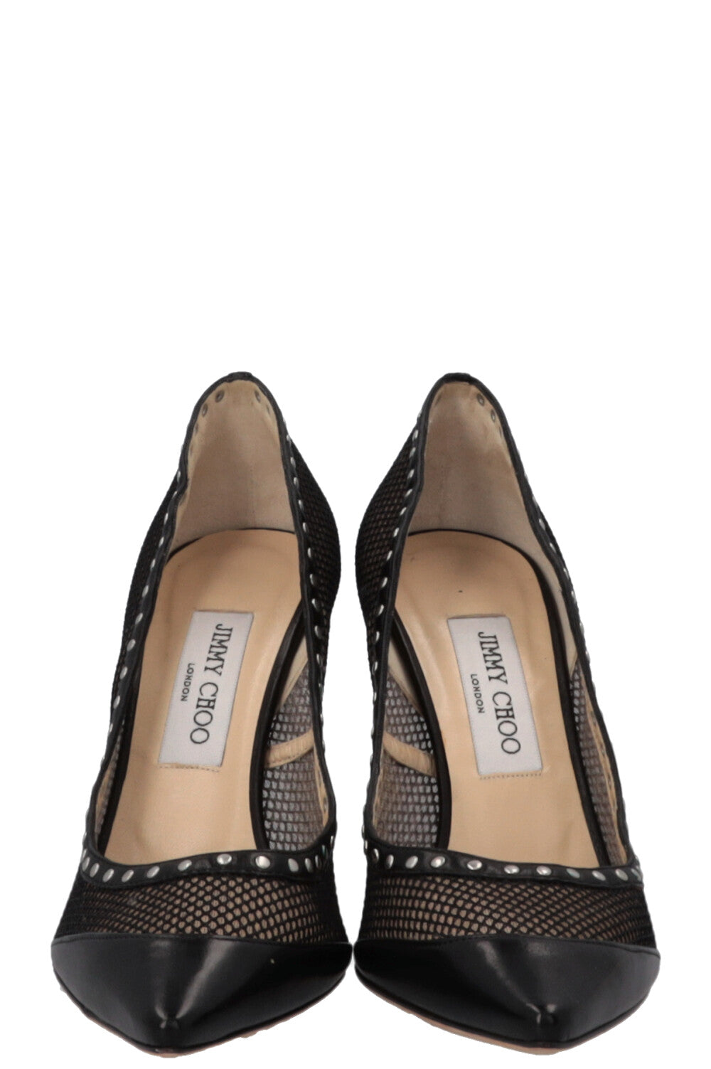 JIMMY CHOO Studded Mesh Heels Black