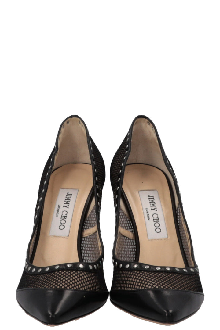 JIMMY CHOO Studded Mesh Heels Black