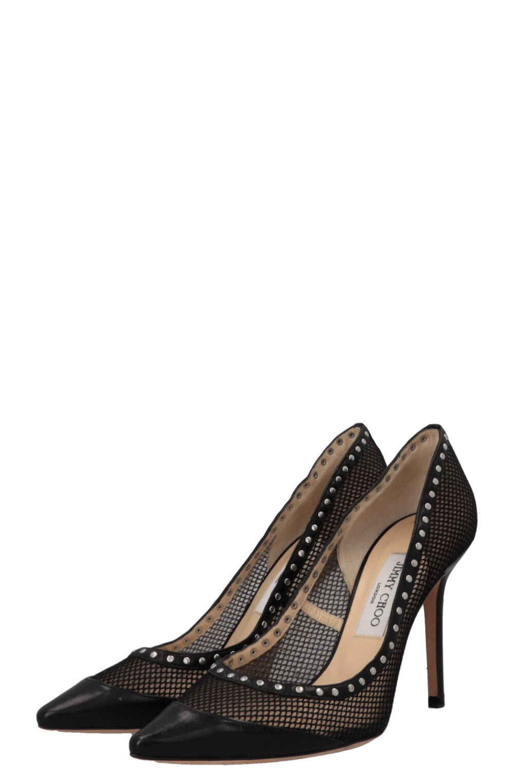JIMMY CHOO Studded Mesh Heels Black