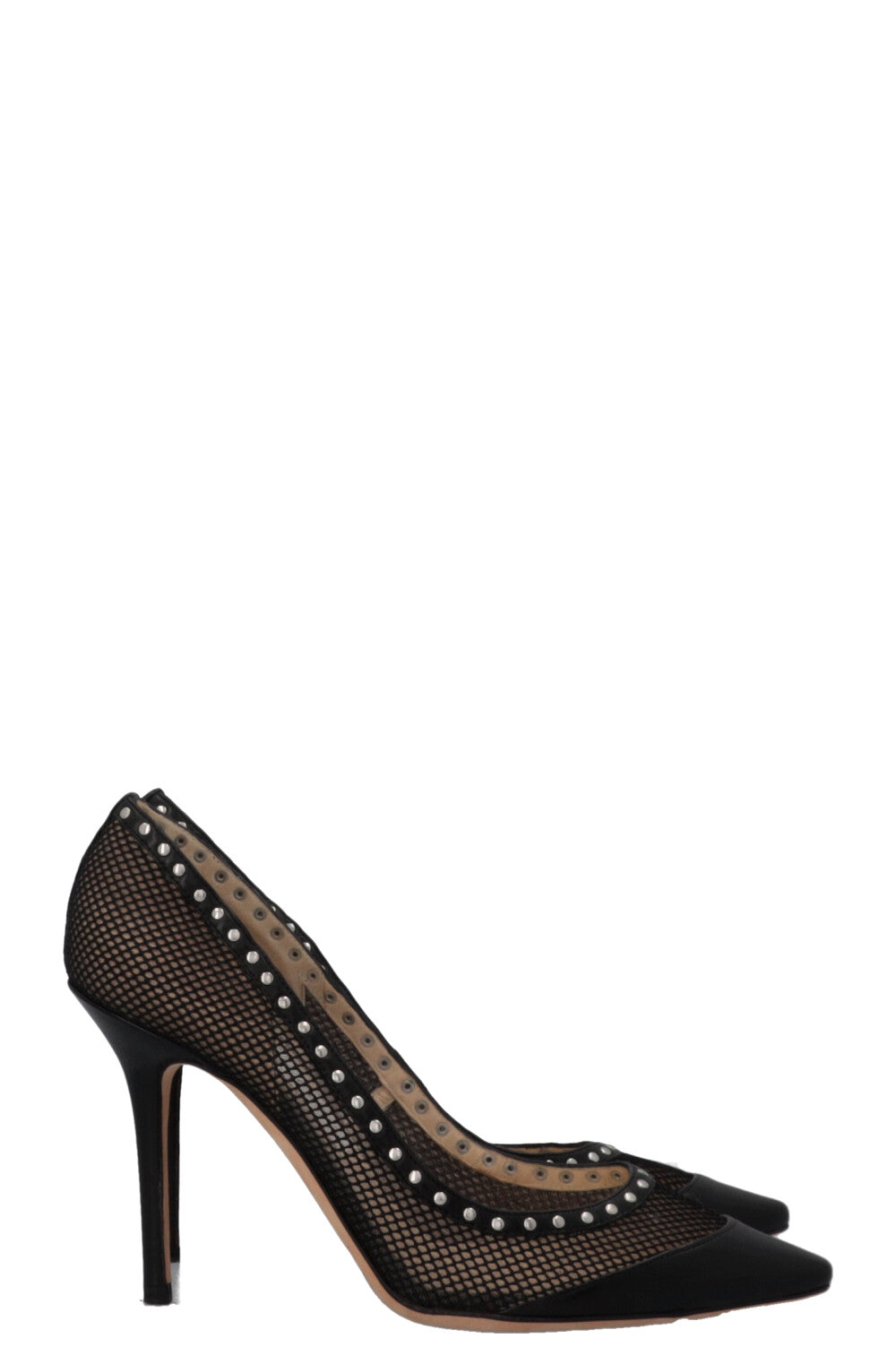 JIMMY CHOO Studded Mesh Heels Black