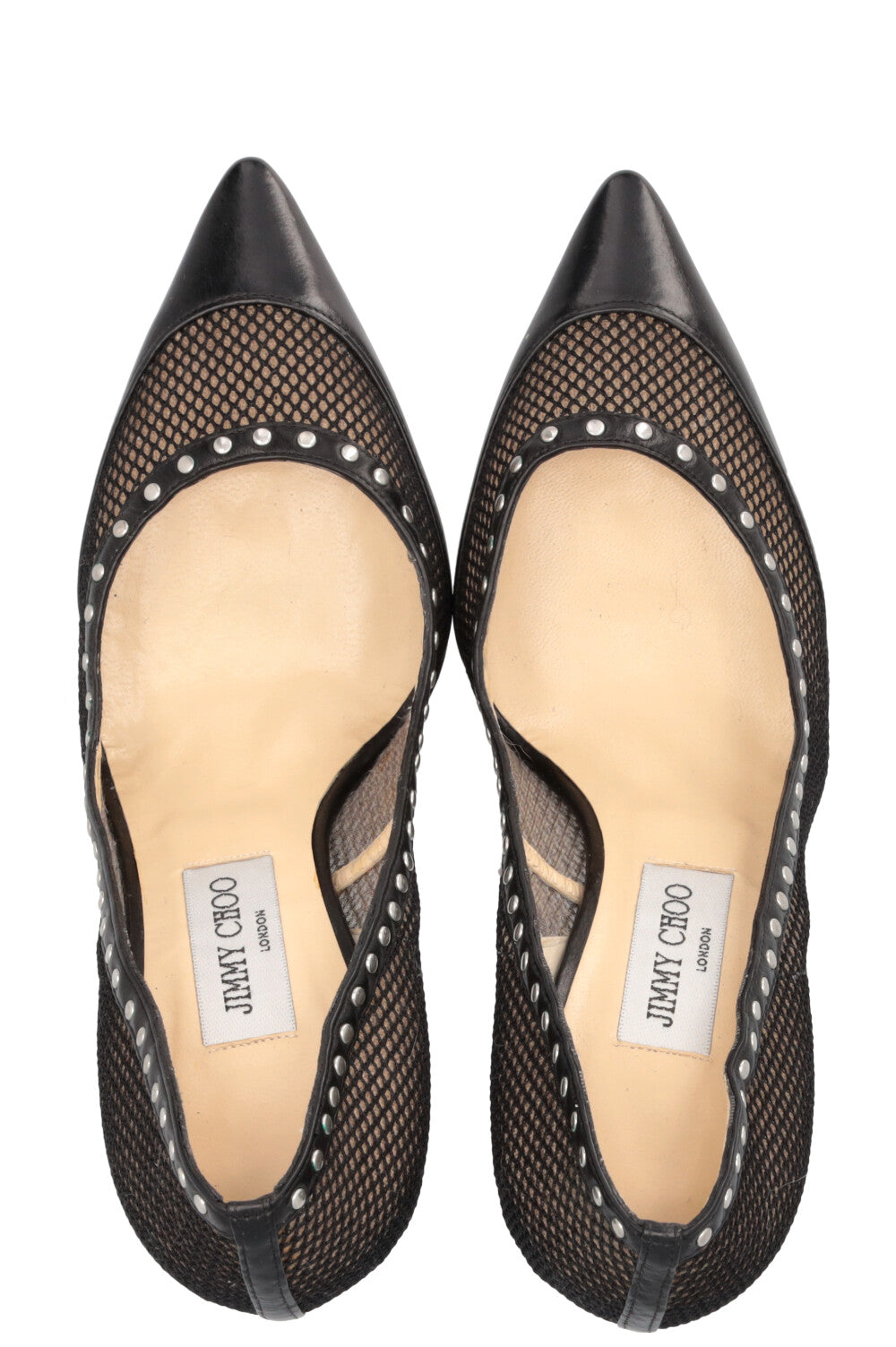 JIMMY CHOO Studded Mesh Heels Black