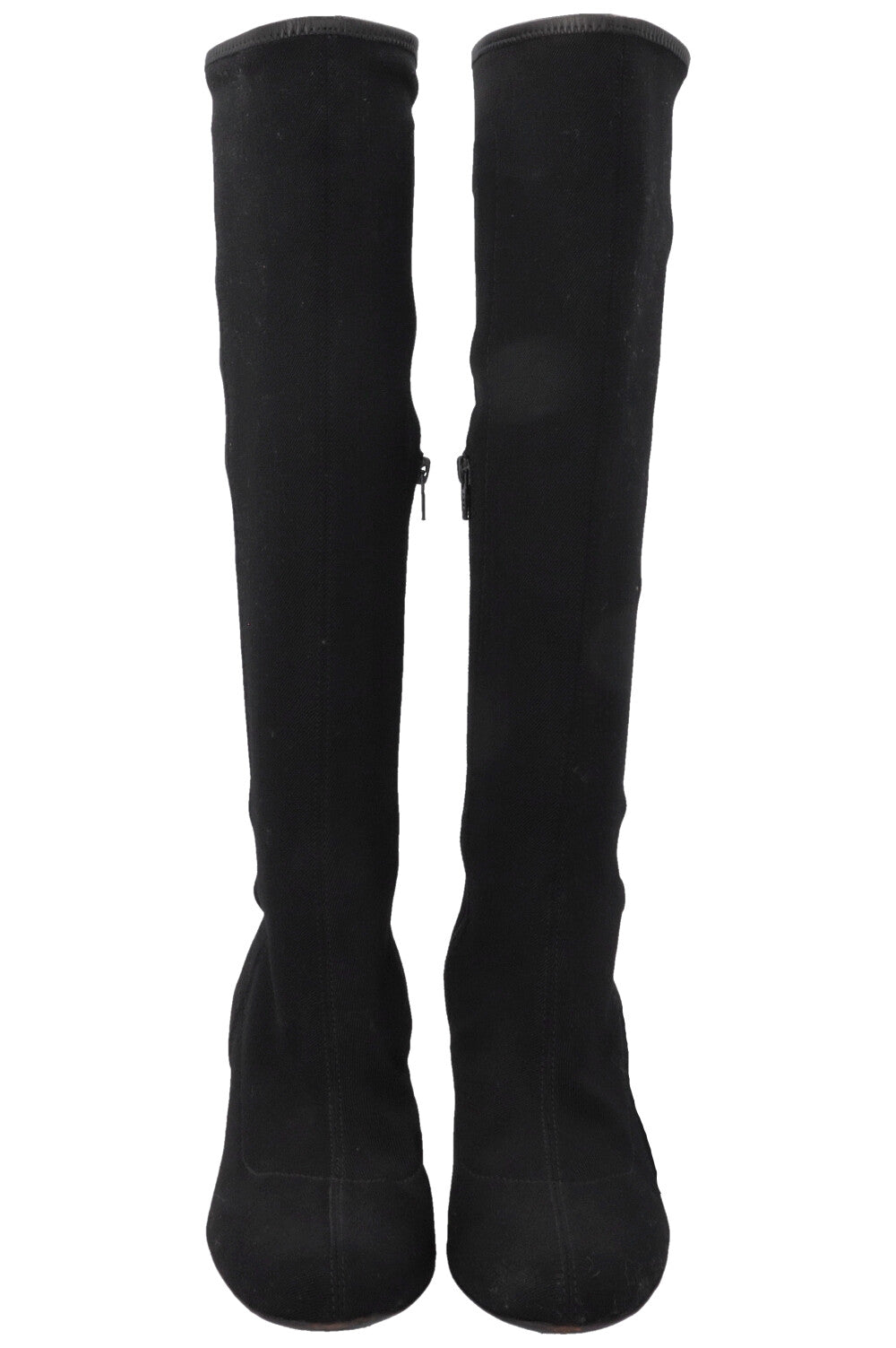 GUCCI Knee High Sock Boots Canvas Black