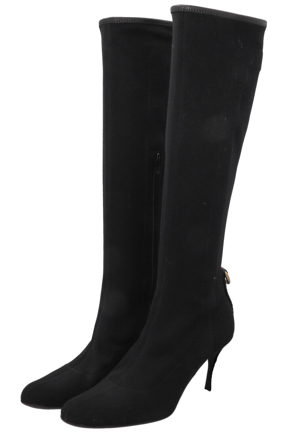 GUCCI Knee High Sock Boots Canvas Black