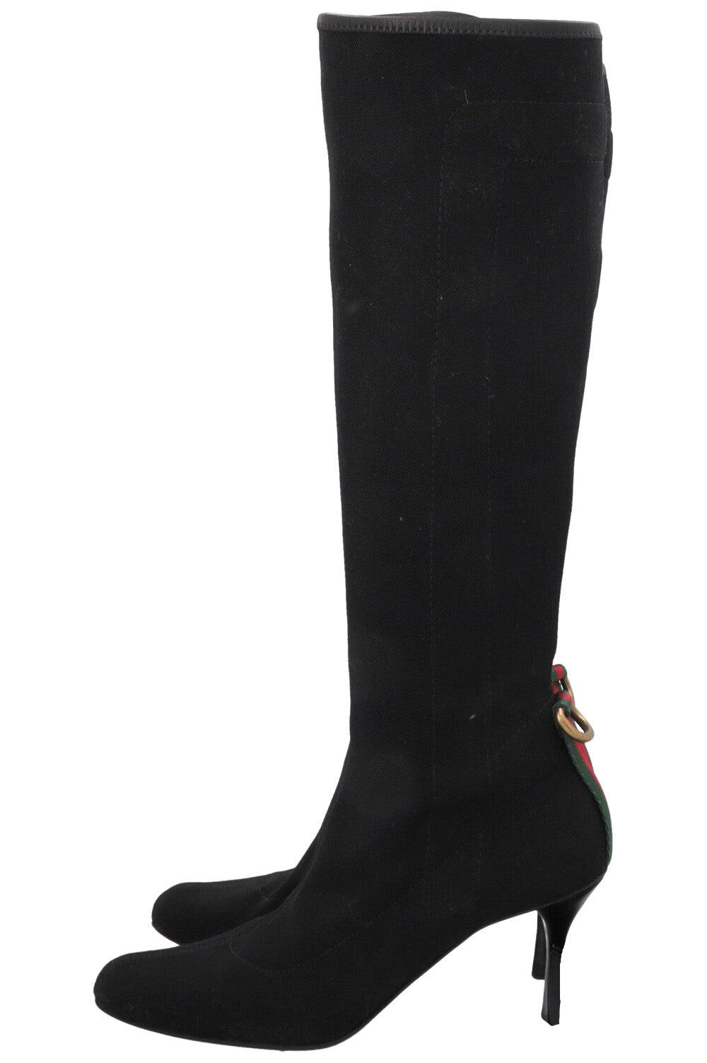GUCCI Knee High Sock Boots Canvas Black