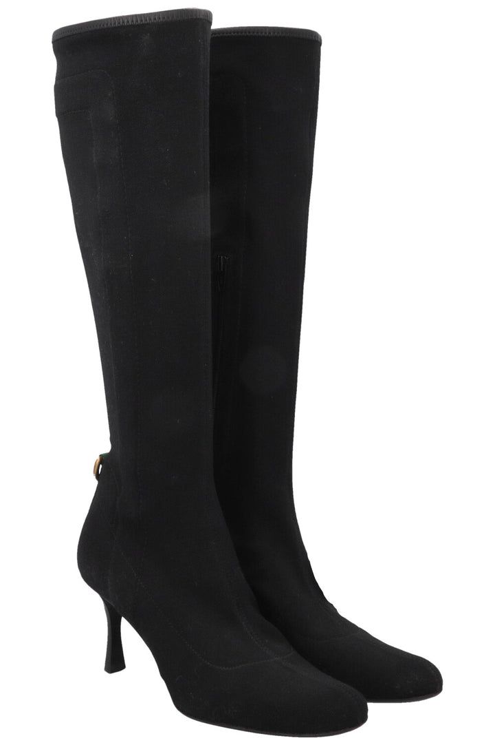 GUCCI Knee High Sock Boots Canvas Black