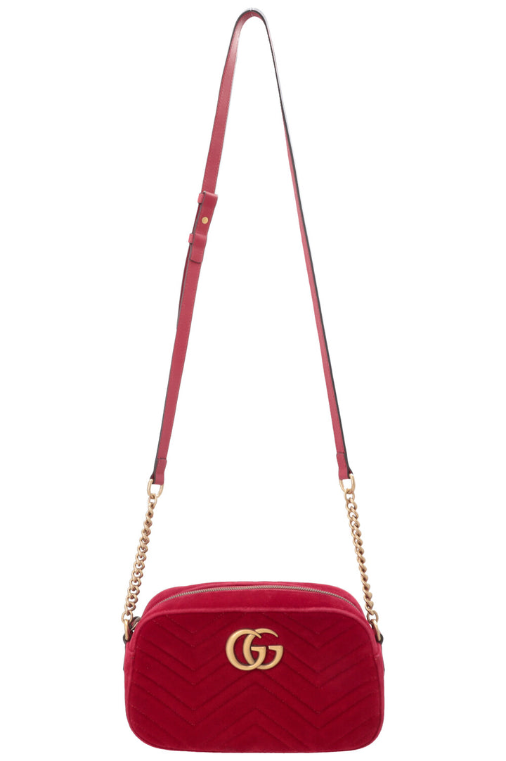 Sac photo GUCCI Marmont moyen en velours rouge