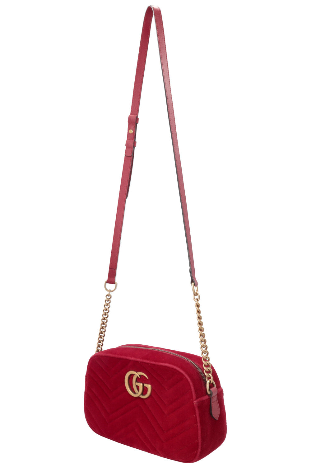 Sac photo GUCCI Marmont moyen en velours rouge