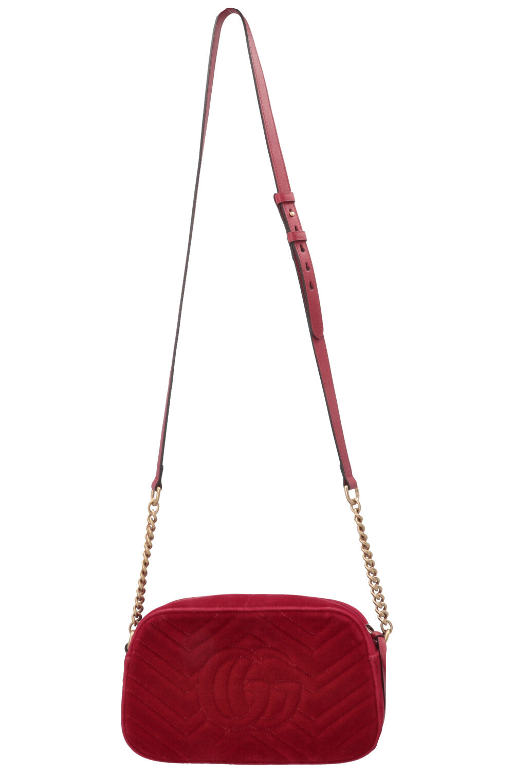 Sac photo GUCCI Marmont moyen en velours rouge