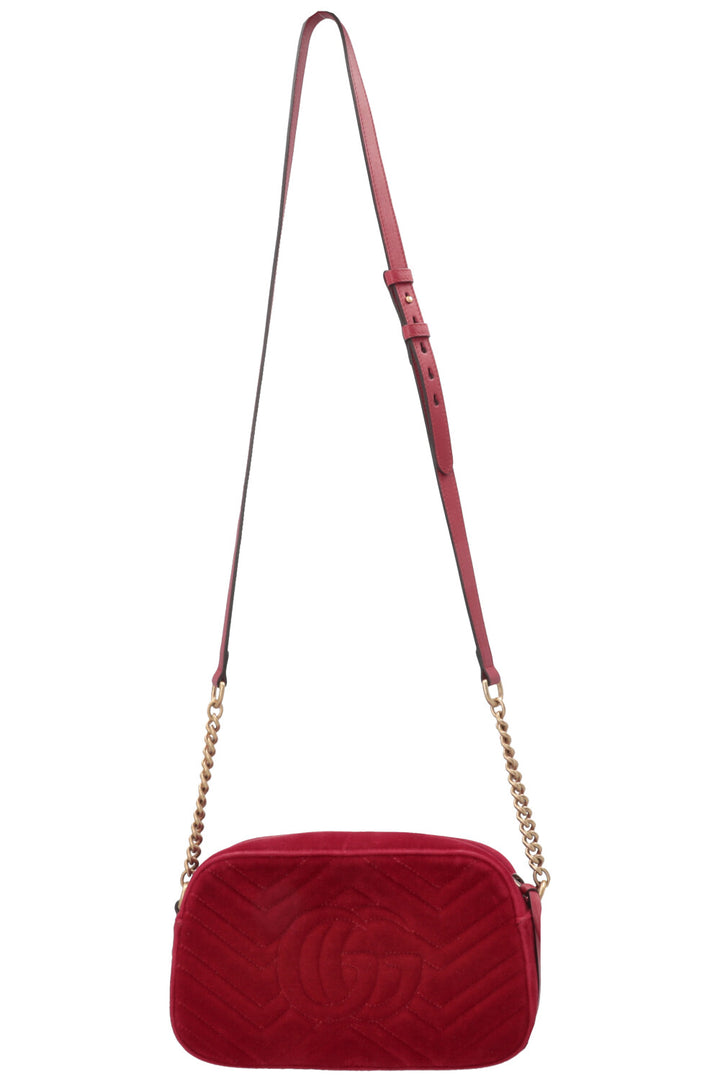 Sac photo GUCCI Marmont moyen en velours rouge