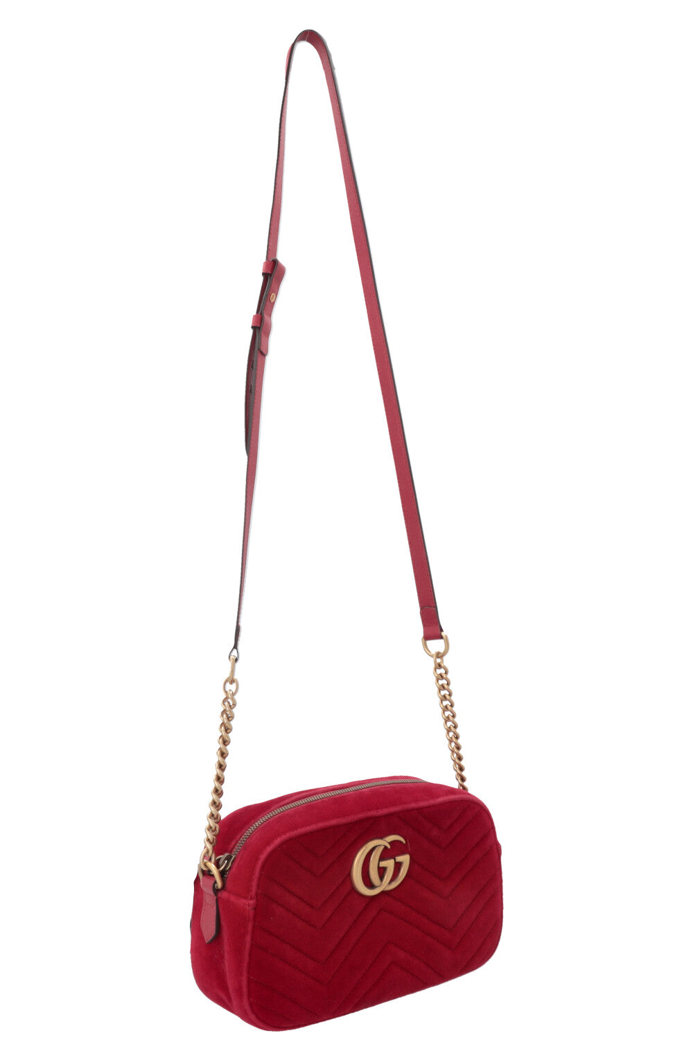 Sac photo GUCCI Marmont moyen en velours rouge