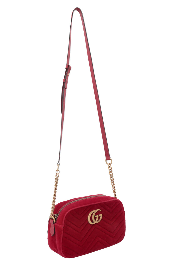 Sac photo GUCCI Marmont moyen en velours rouge