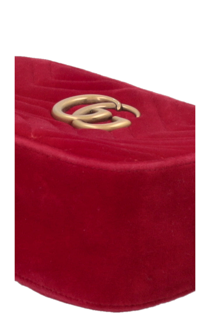 Sac photo GUCCI Marmont moyen en velours rouge