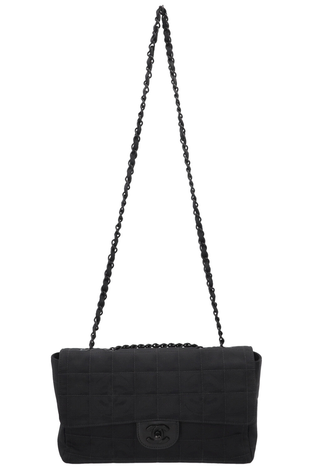 CHANEL Single Flap Bag Nylon All Black