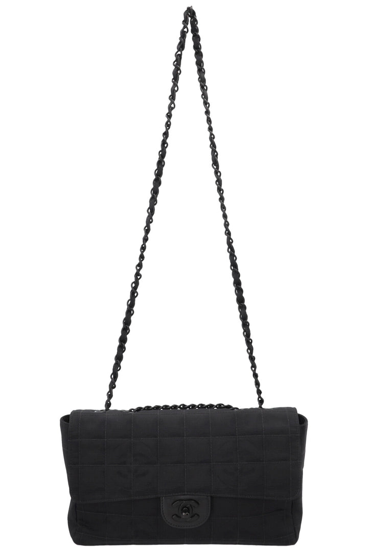 CHANEL Single Flap Bag Nylon All Black