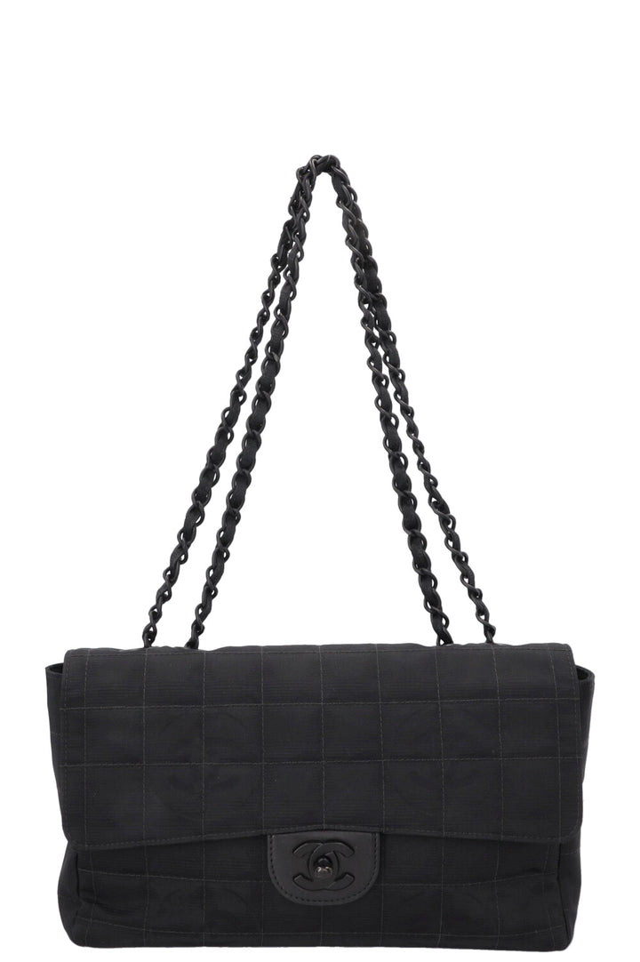 CHANEL Single Flap Bag Nylon All Black
