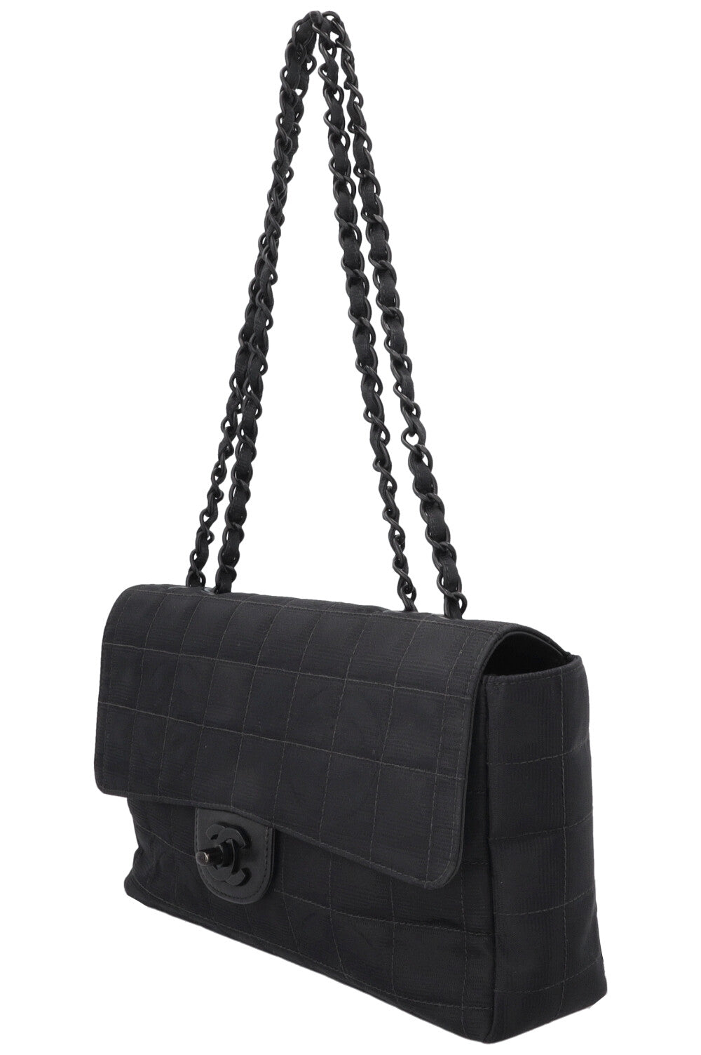CHANEL Single Flap Bag Nylon All Black