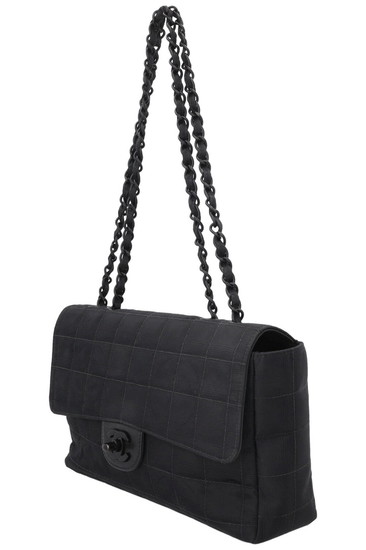 CHANEL Single Flap Bag Nylon All Black