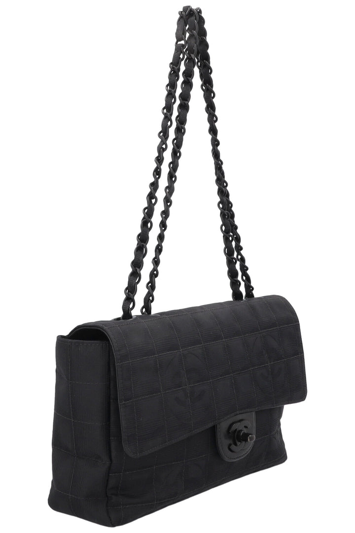 CHANEL Single Flap Bag Nylon All Black