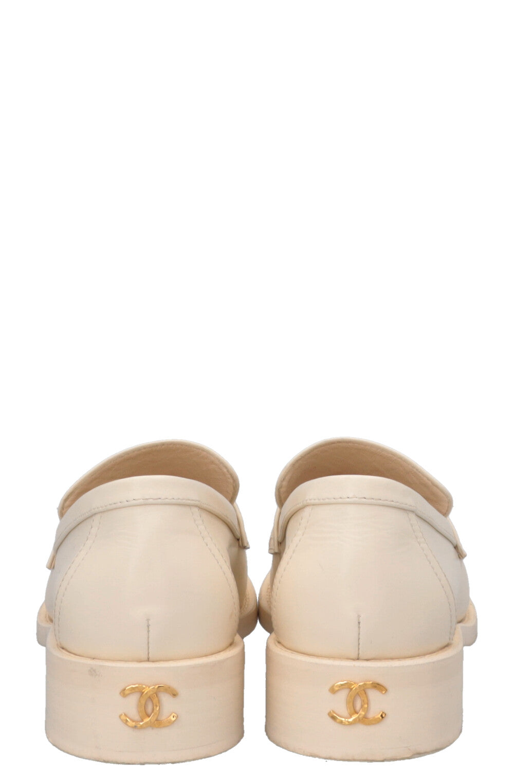 CHANEL CC Loafers White Gold