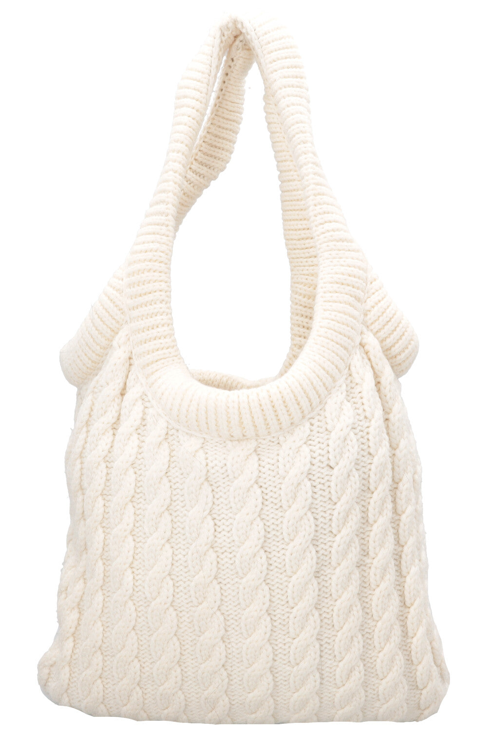 MIU MIU Cashmere Cable Knit Tote White