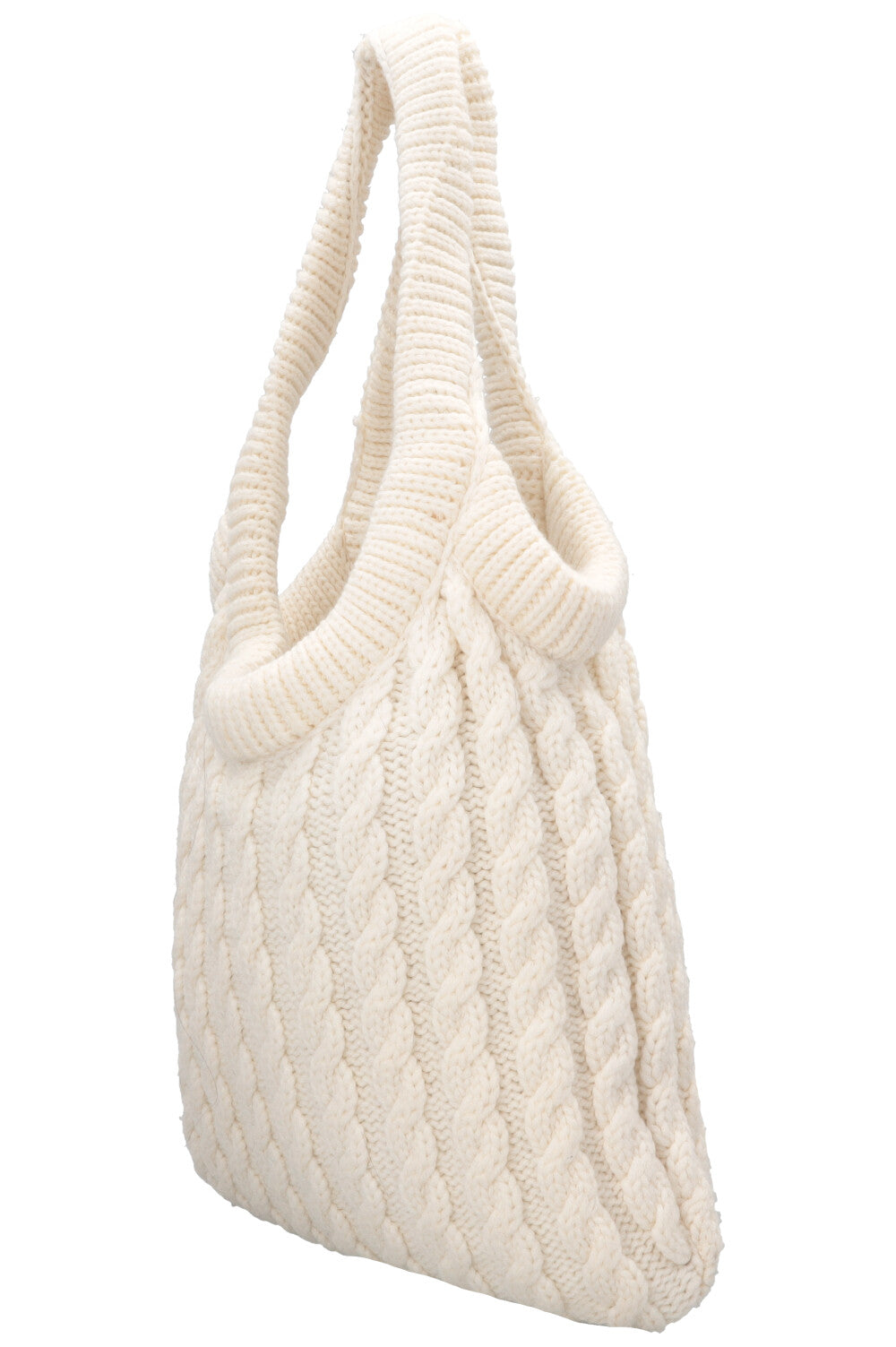 MIU MIU Cashmere Cable Knit Tote White