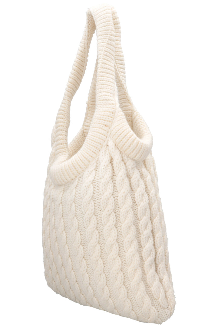 MIU MIU Cashmere Cable Knit Tote White