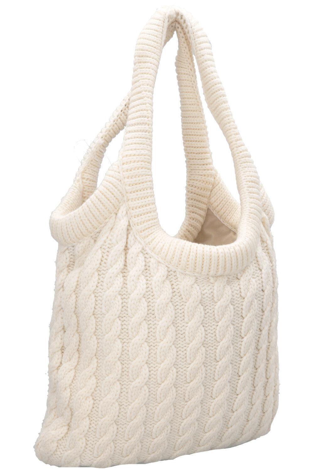 MIU MIU Cashmere Cable Knit Tote White