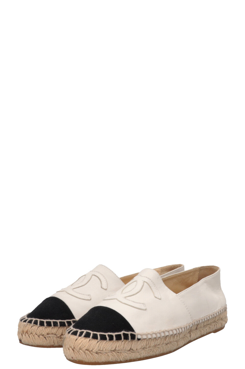 CHANEL CC Espadrilles White Black