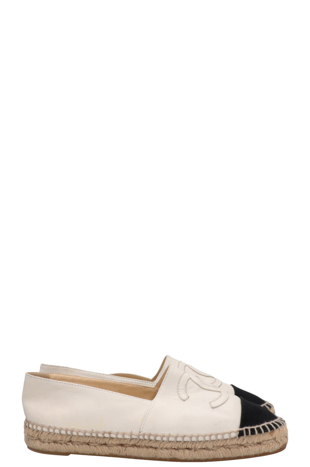 CHANEL CC Espadrilles White Black