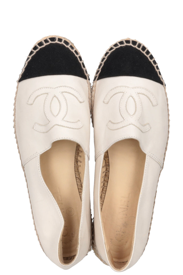 CHANEL CC Espadrilles White Black