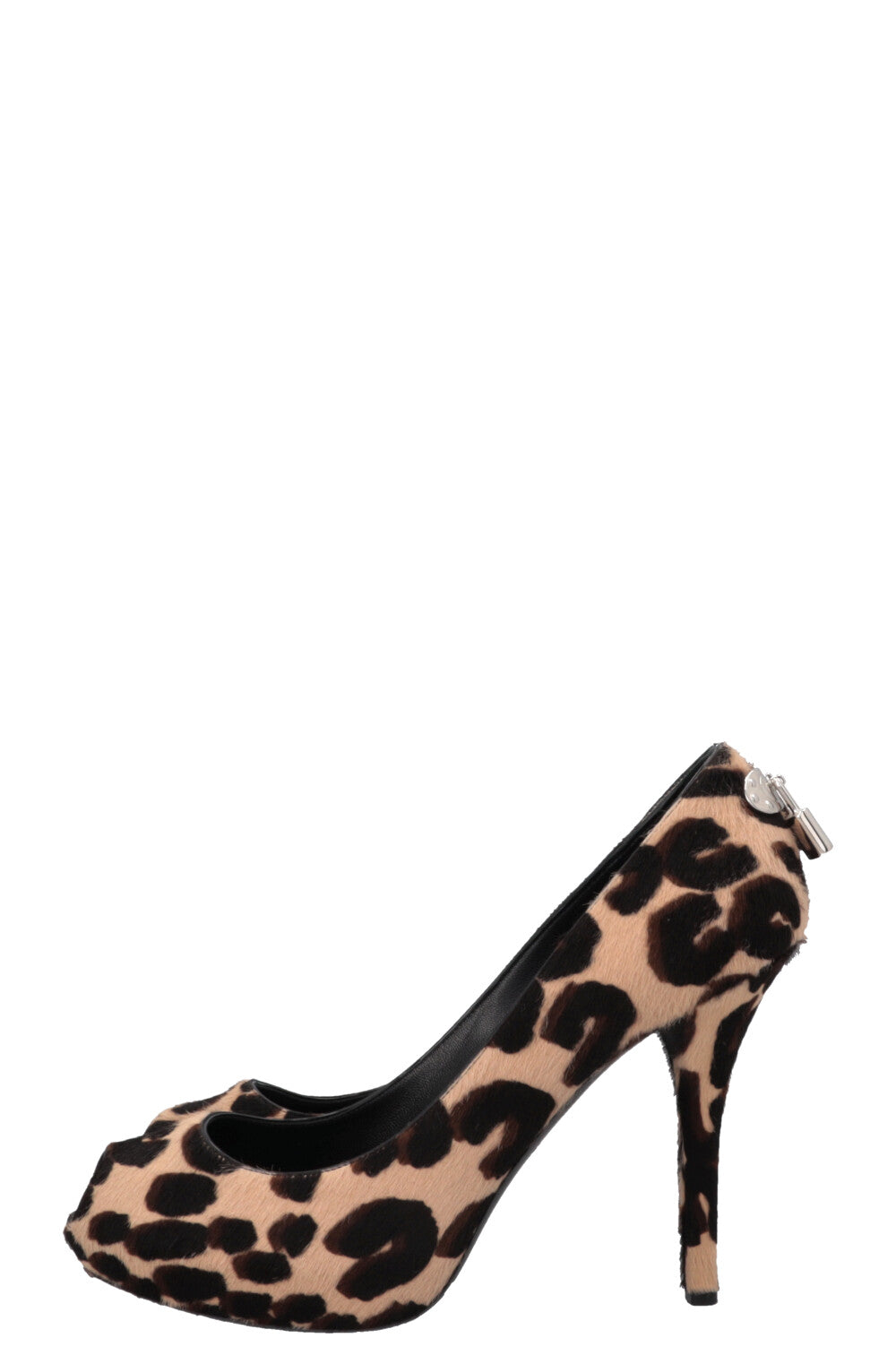 LOUIS VUITTON Cheetah Lock It Heels Brown Calf Hair