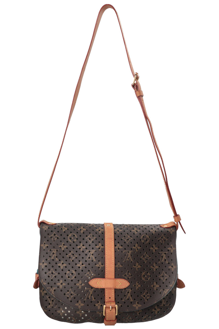 Sac bandoulière LOUIS VUITTON Saumur 30 perforé en toile MNG
