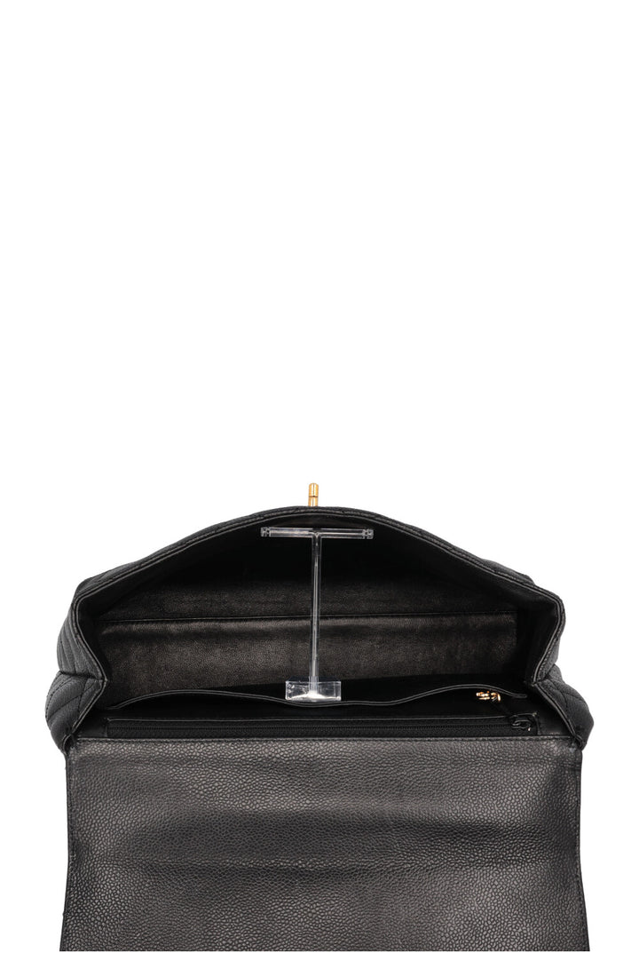 CHANEL Vintage Top Handle Single Flap Black Caviar