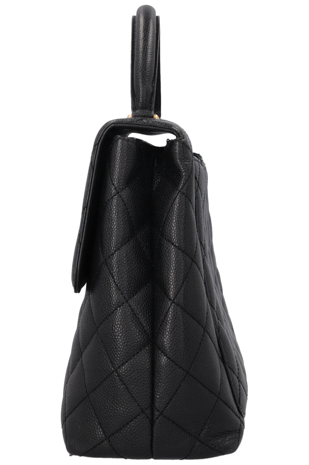 CHANEL Vintage Top Handle Single Flap Black Caviar