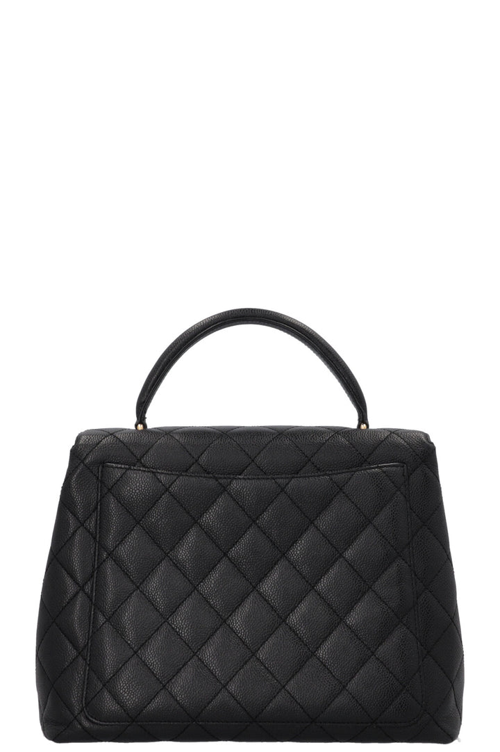 CHANEL Vintage Top Handle Single Flap Black Caviar