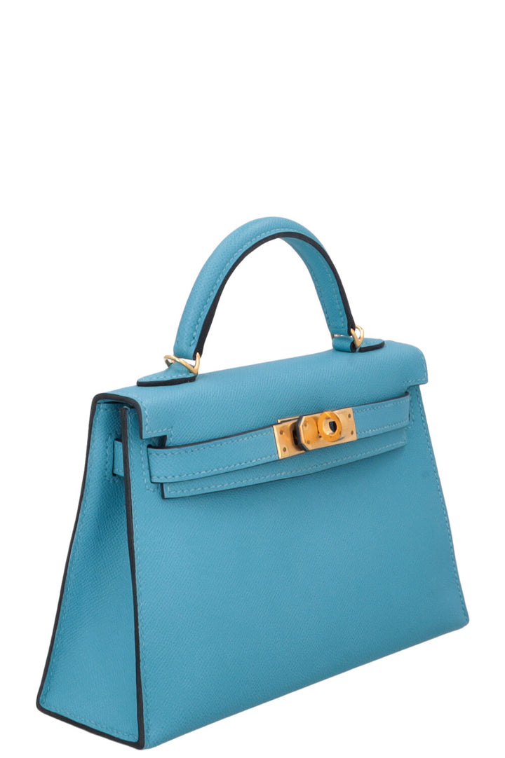HERMÈS Mini Kelly II Veau Madame Bleu Du Nord