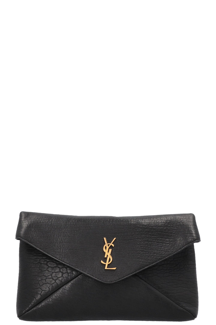SAINT LAURENT Large Envelope Cassandre Clutch Black