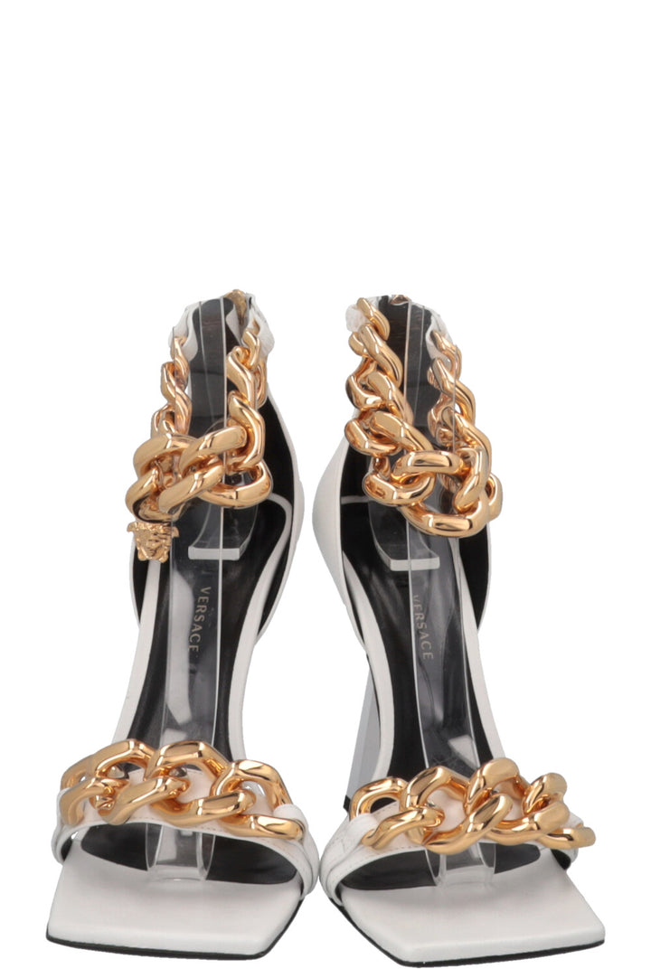 VERSACE Chain Medusa Heels White