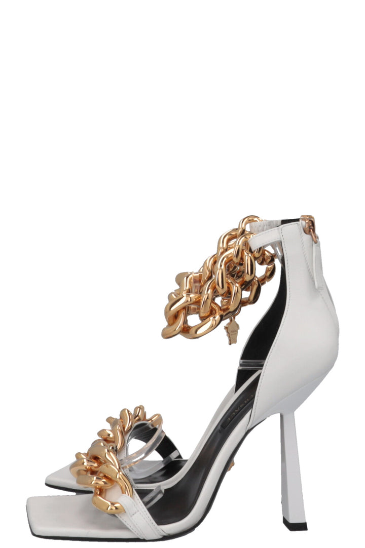 VERSACE Chain Medusa Heels White